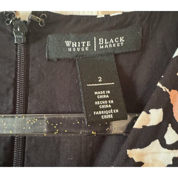 White House Black Market Sleeveless Printed Fit-And-Flare Hi-Low Sundress Size 2 - Picture 2 of 7